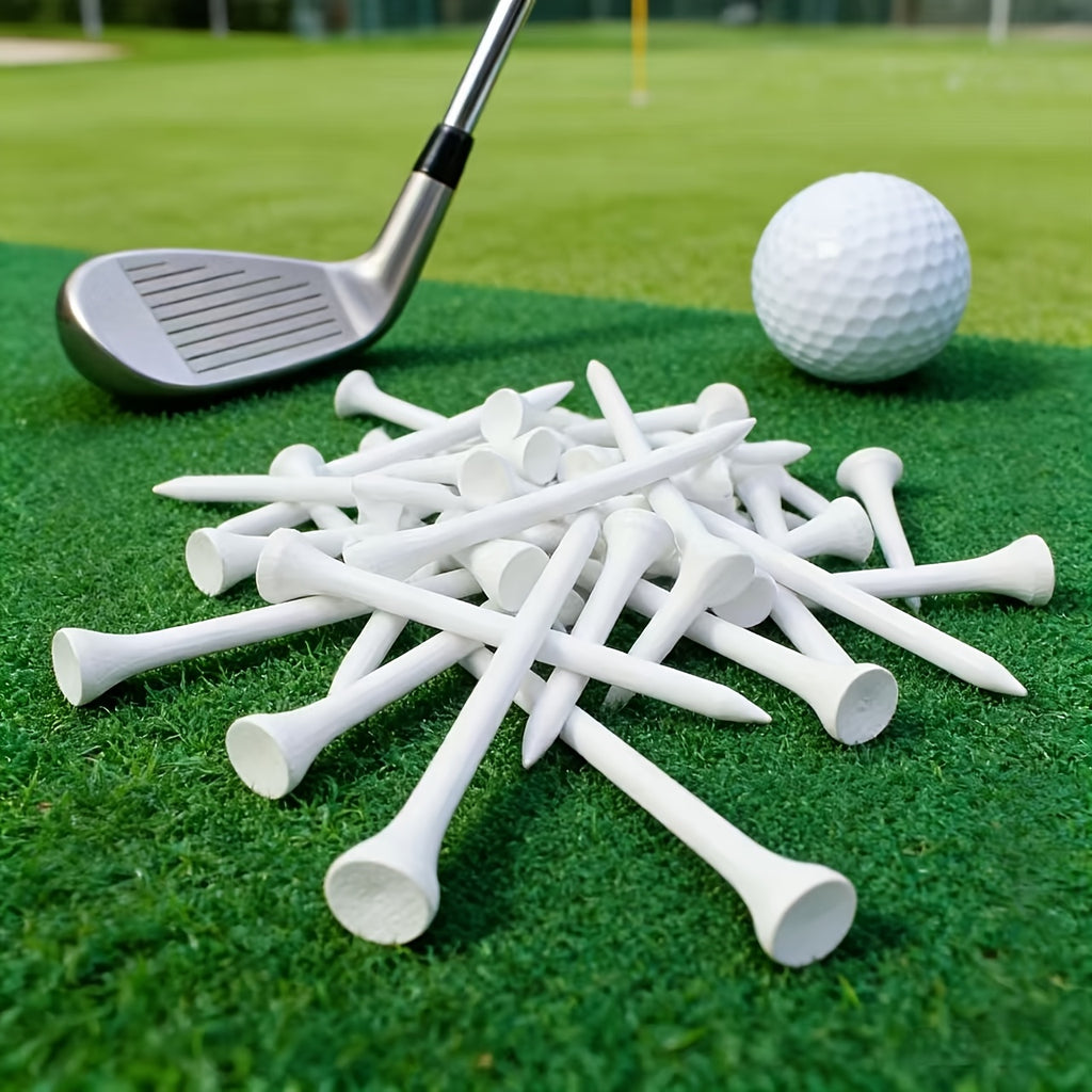 100pcs Premium White Wooden Golf Tees - 3-1/8"
