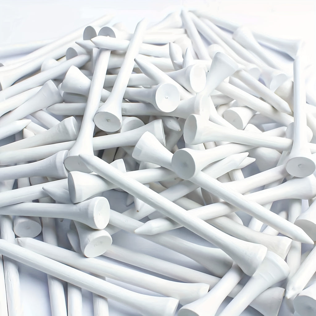 100pcs Premium White Wooden Golf Tees - 3-1/8"